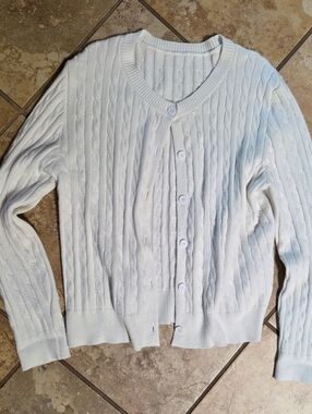 NWOT White Button Up Cable Knit Cardigan